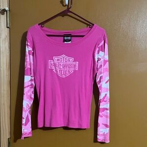 Harley-Davidson Pink Camo Sleeve Top